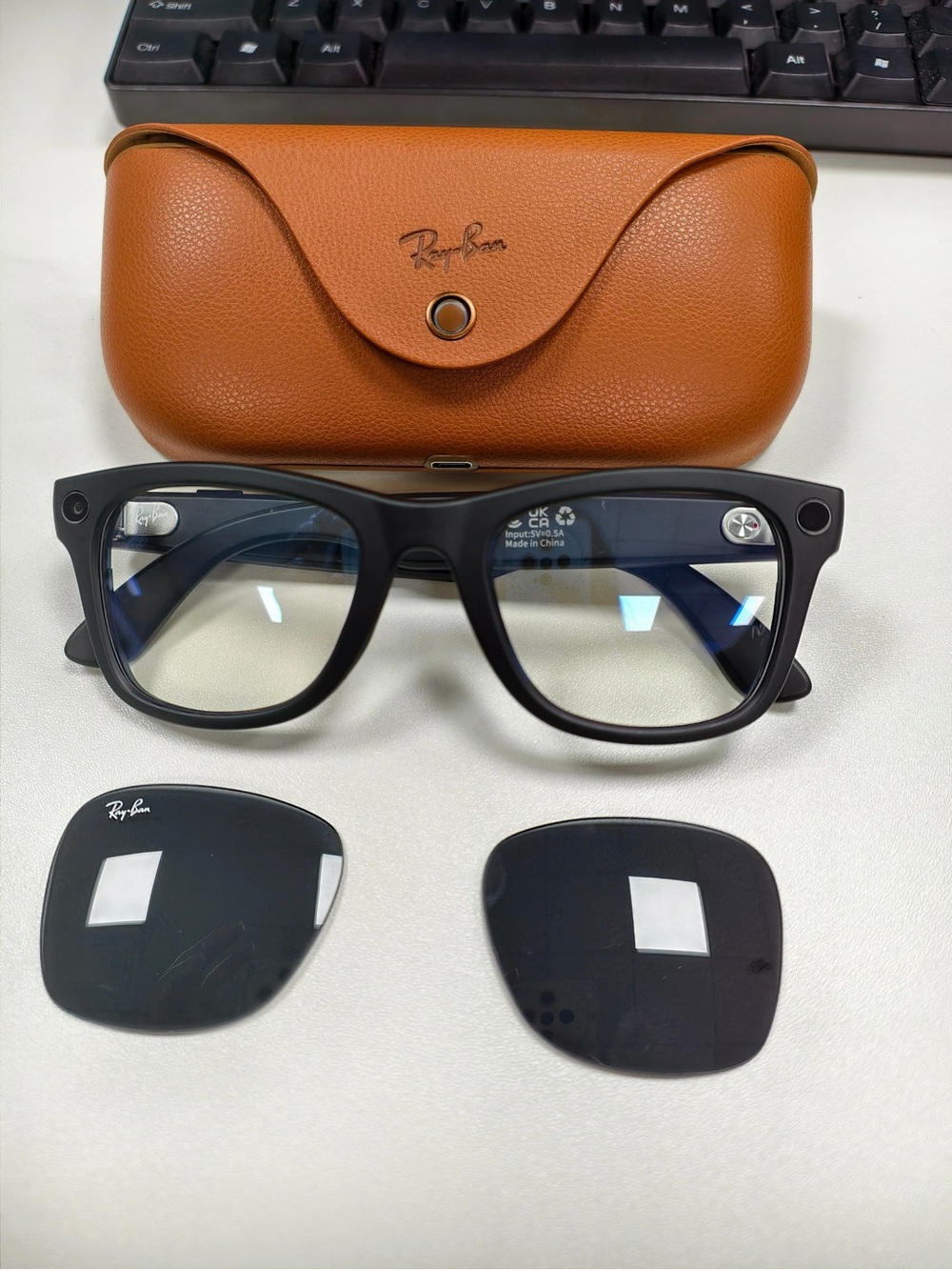 Ray-Ban Black Frames with Brown Case and Spare Dark Lenses